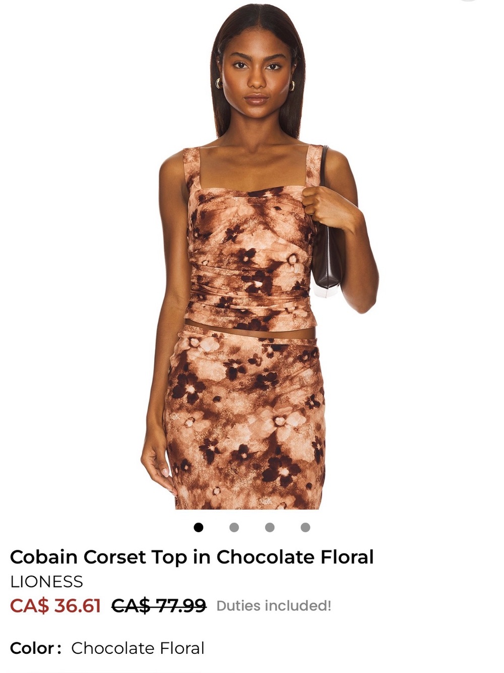 Lioness Cobain Corset in Chocolate Floral Soze XS NWT